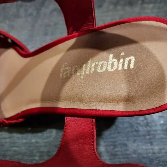 Fanylrobon Red Cloth Shoes Anthropologie Sandals - Picture 5 of 12